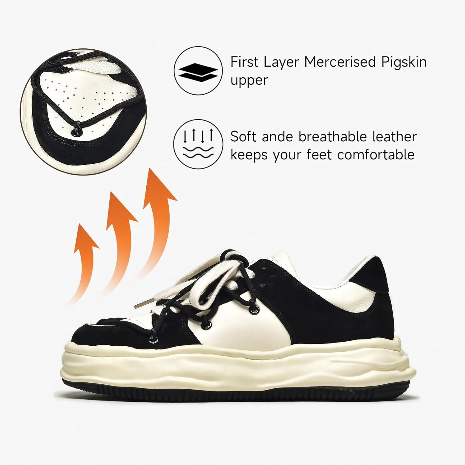 BEAU TODAY Women's Platform Fashion Sneakers, Chunky Sneakers for Women, Lightweight Comfortable Walking Shoes Lace Up Casual Shoes for Outdoor Work