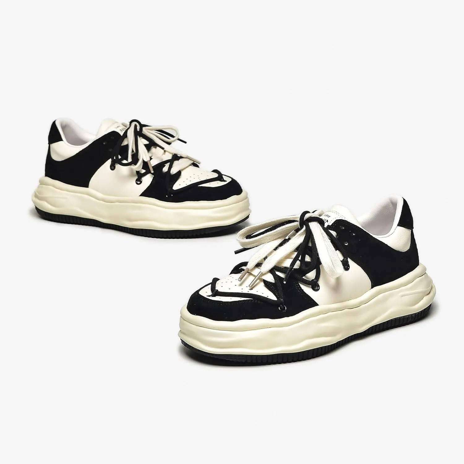 BEAU TODAY Women's Platform Fashion Sneakers, Chunky Sneakers for Women, Lightweight Comfortable Walking Shoes Lace Up Casual Shoes for Outdoor Work