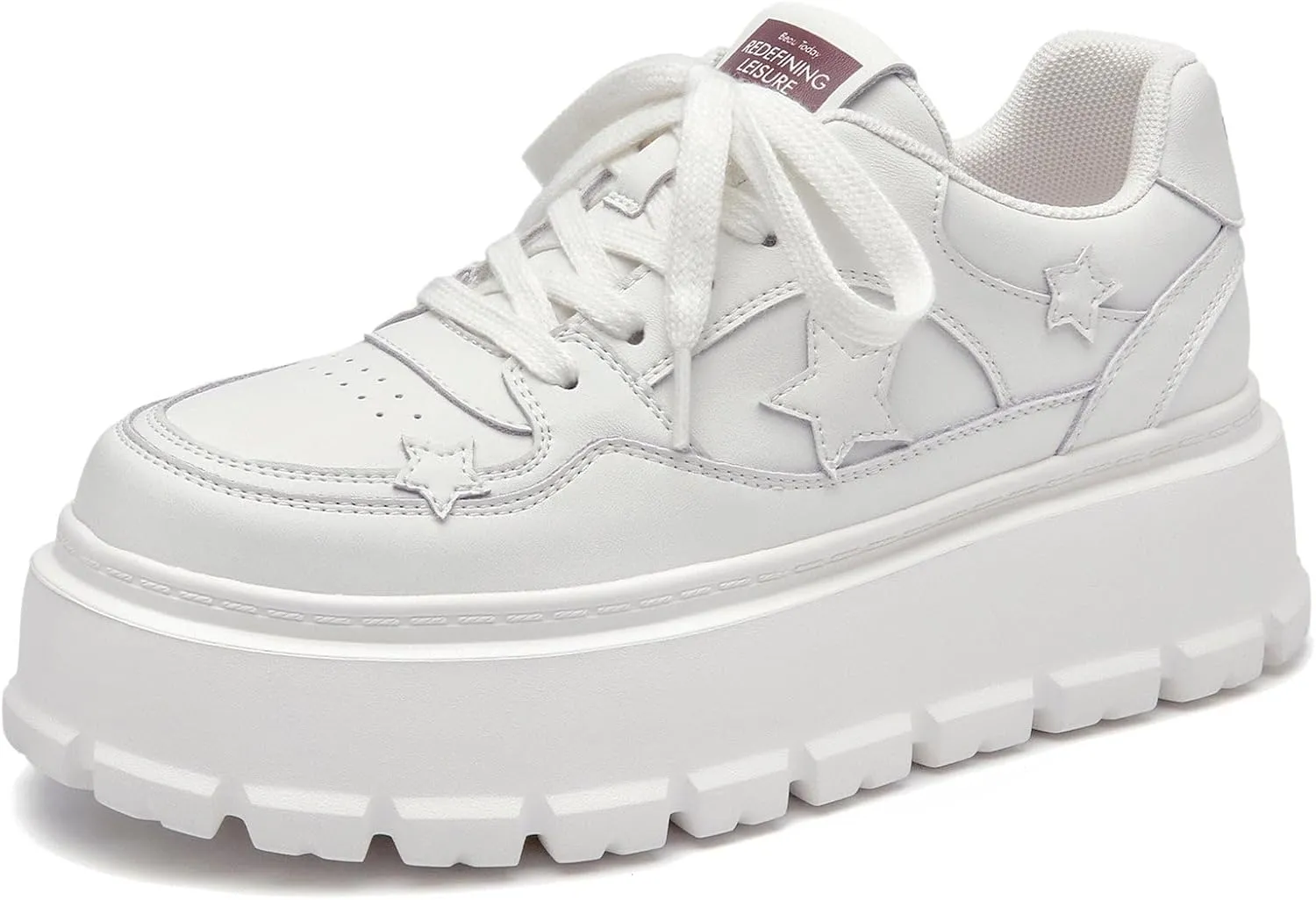 BEAU TODAY Women's Platform Fashion Sneakers, Chunky Sneakers for Women, Lightweight Comfortable Walking Shoes Lace Up Casual Shoes for Outdoor Work