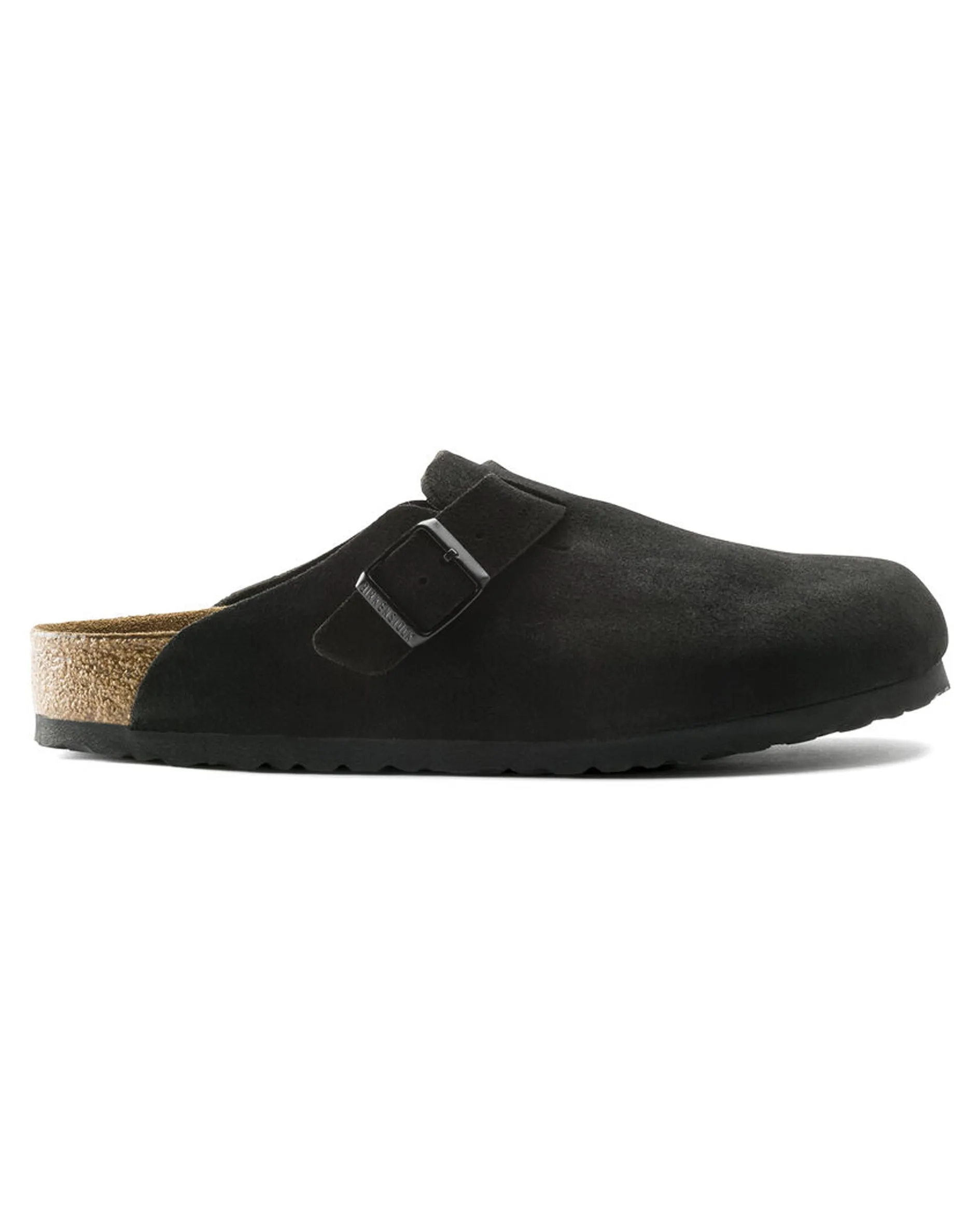 Boston Soft Footbed Black Suede Leather Clogs