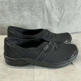 BZEES Women's Black Mesh Niche Washable Fabric Lightweight Slip-On Sneakers