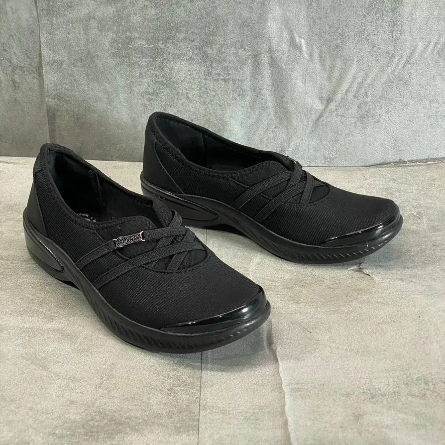 BZEES Women's Black Mesh Niche Washable Fabric Lightweight Slip-On Sneakers