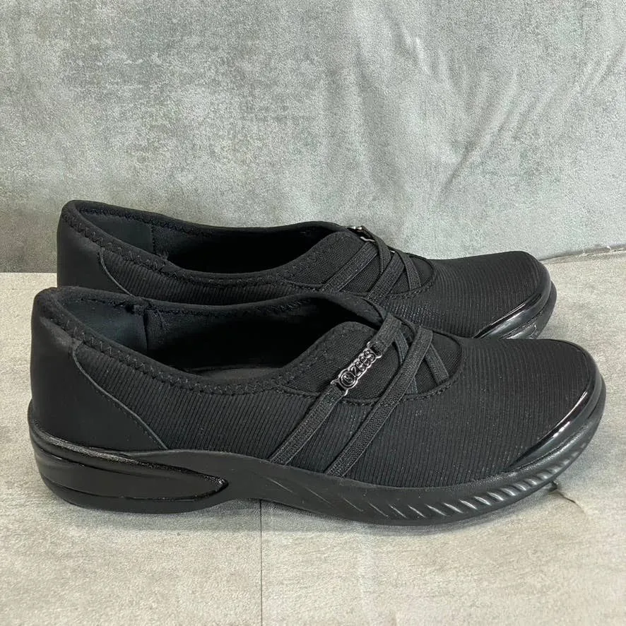 BZEES Women's Black Mesh Niche Washable Fabric Lightweight Slip-On Sneakers