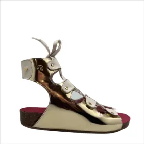 Chanii B "Je Savior" Platinum gold  lace cork sandal