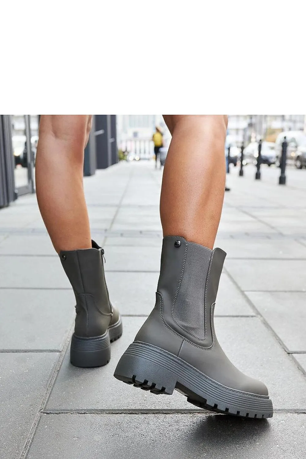 Green eco-leather platform boots