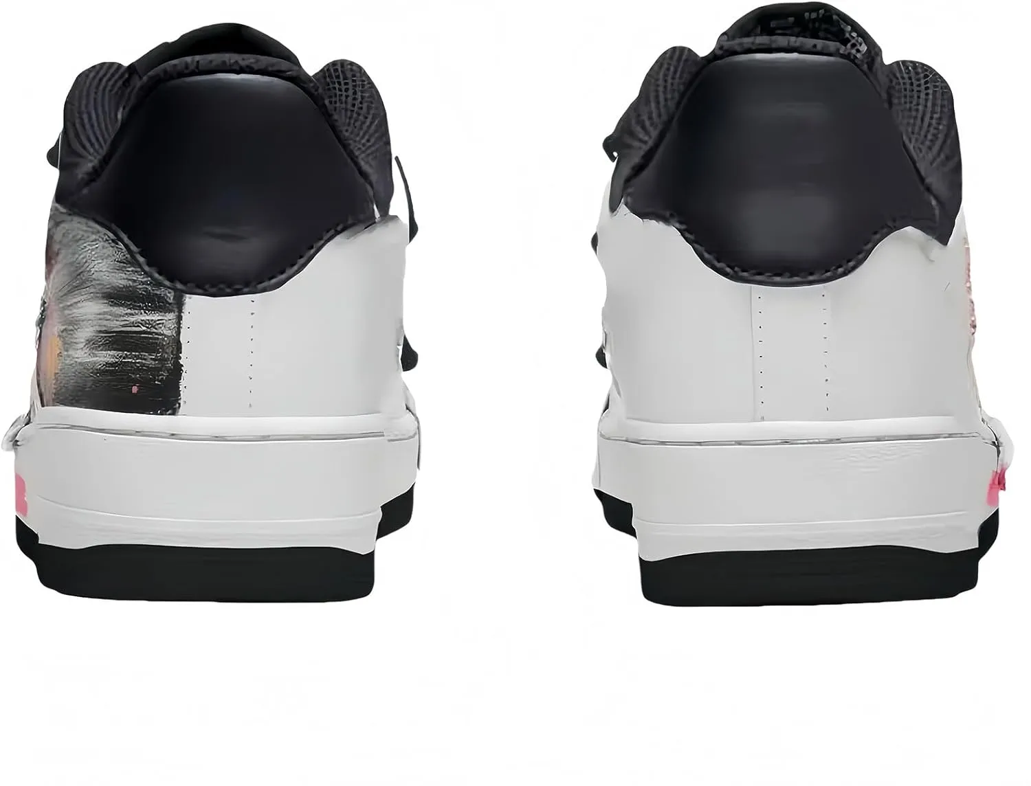 Hand-Painted Platform Sneakers, Fashion Chunky Casual Shoes, White with Pink Graffiti Design, Lace-up Comfort Sneakers for Men and Women