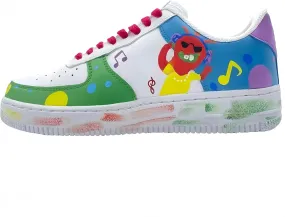 Hand-Painted Platform Sneakers, Musical Design Casual Shoes, Colorful Chunky Fashion Sneakers for Women Men, White Multi