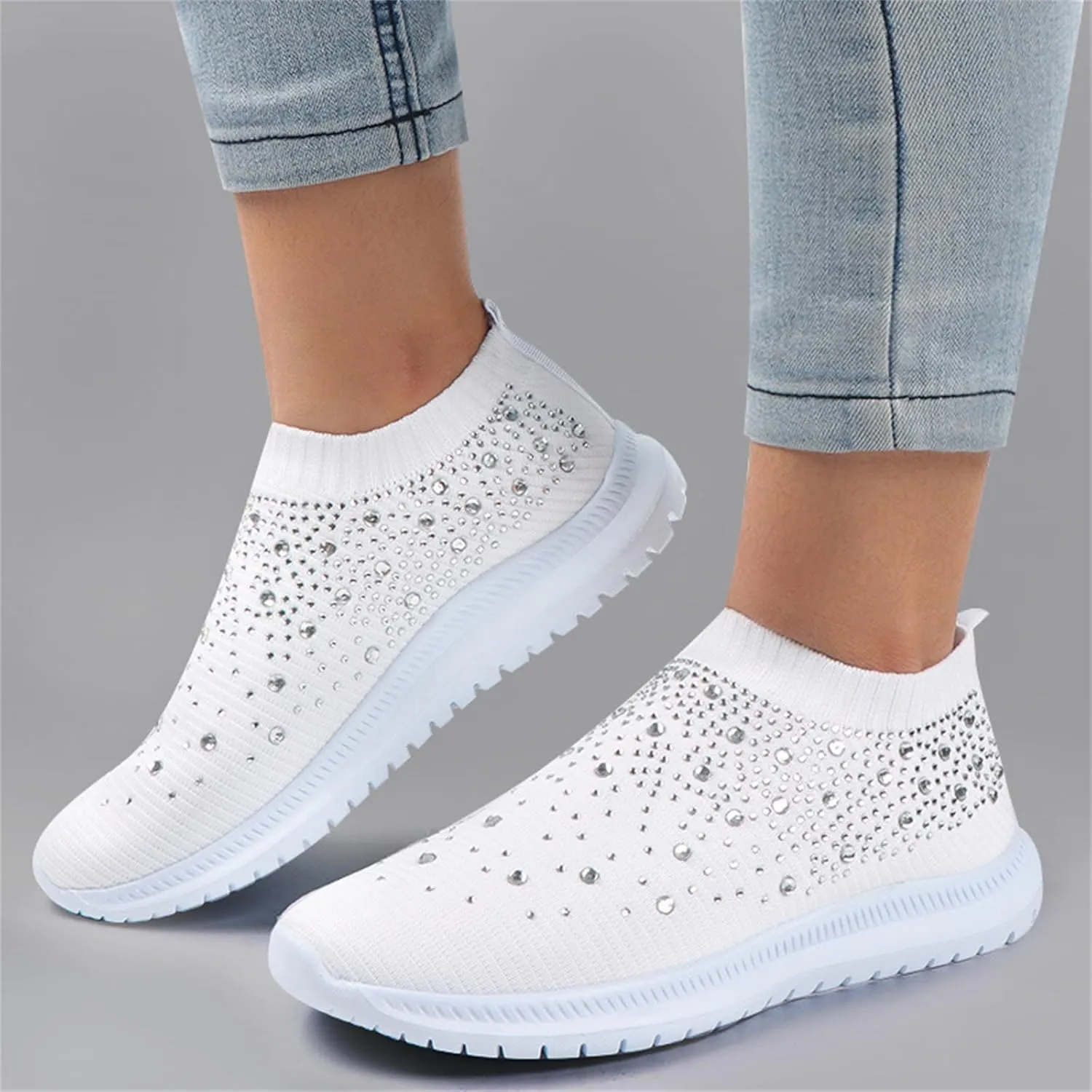 Lausiuoe Sneakers For Women Walking Shoes Comfortable Lightweight Breathable Slip On Sneakers for Women Work Workout Gym
