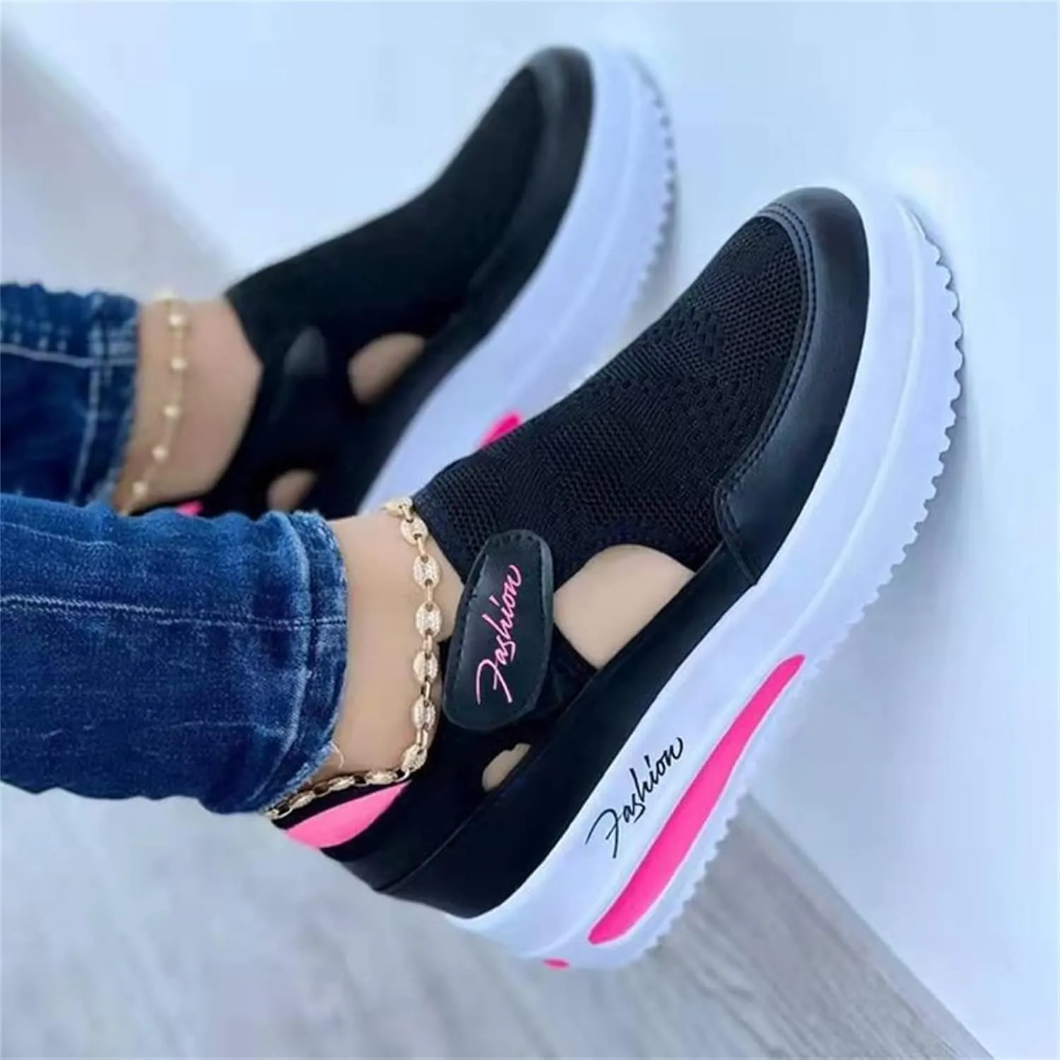 Lausiuoe Sneakers For Women Wide Width Slip On Fashion Canvas Loafers Casual Lightweight Comfort Flat Walking Shoes