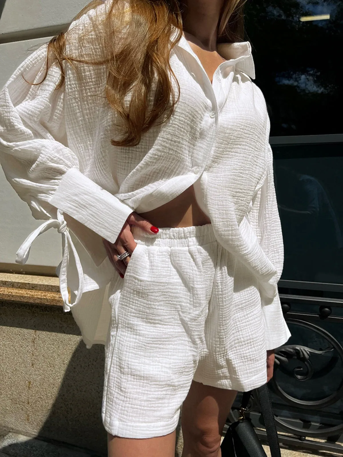 Lira Knotted Cotton Shorts Set