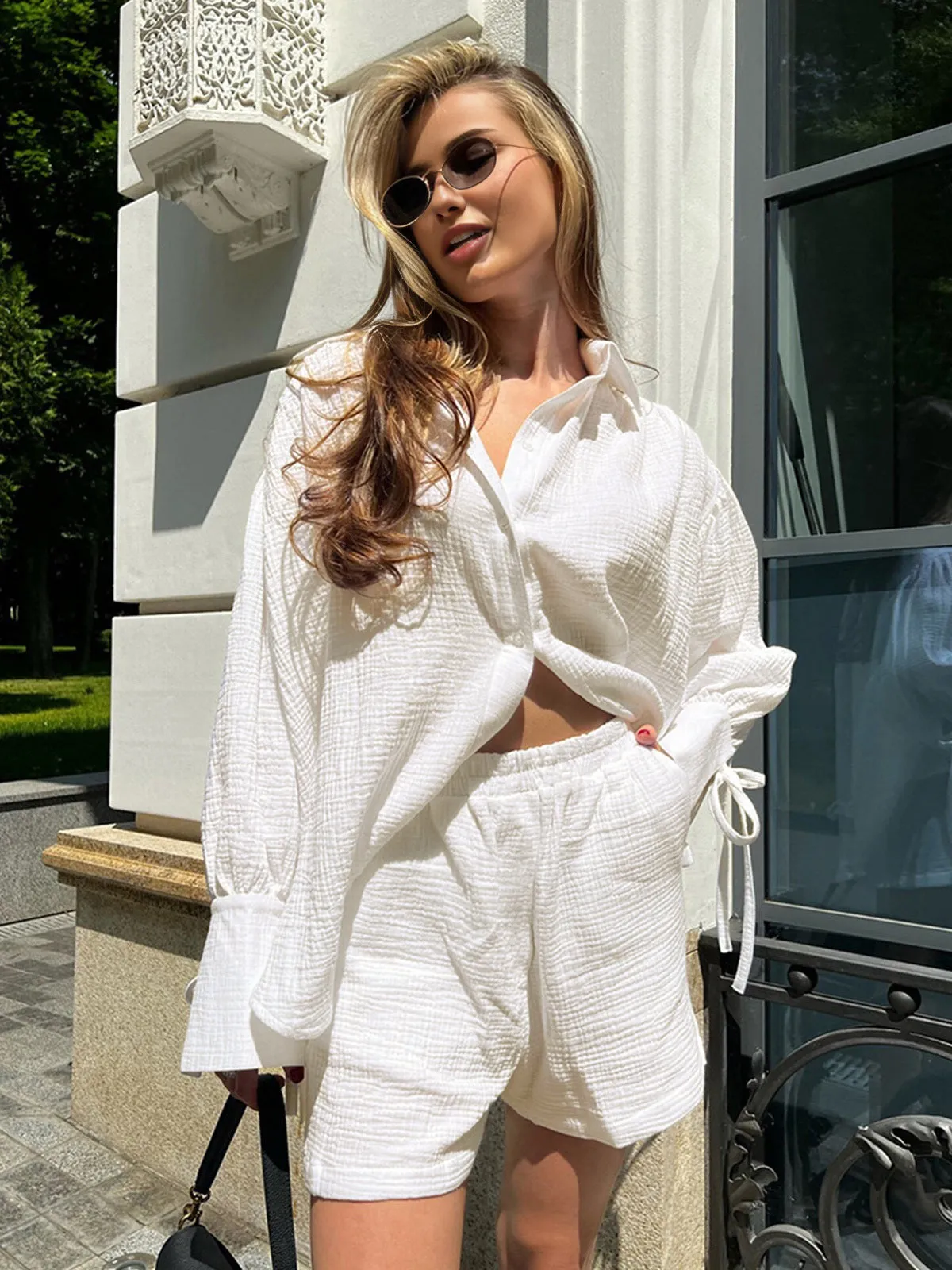 Lira Knotted Cotton Shorts Set
