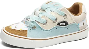 Men's Casual Low Top Sneakers Women Lace-Up Walking Flats Fashion Colorblock Skateboard Shoes
