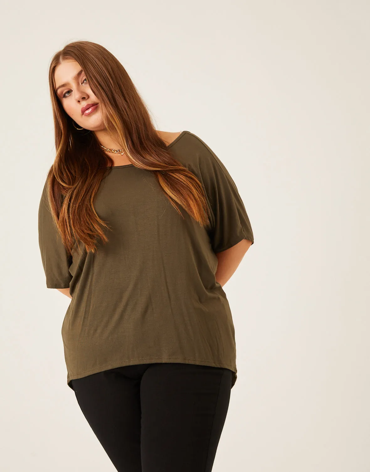 Plus Size Plain and Simple Twist Back Tee