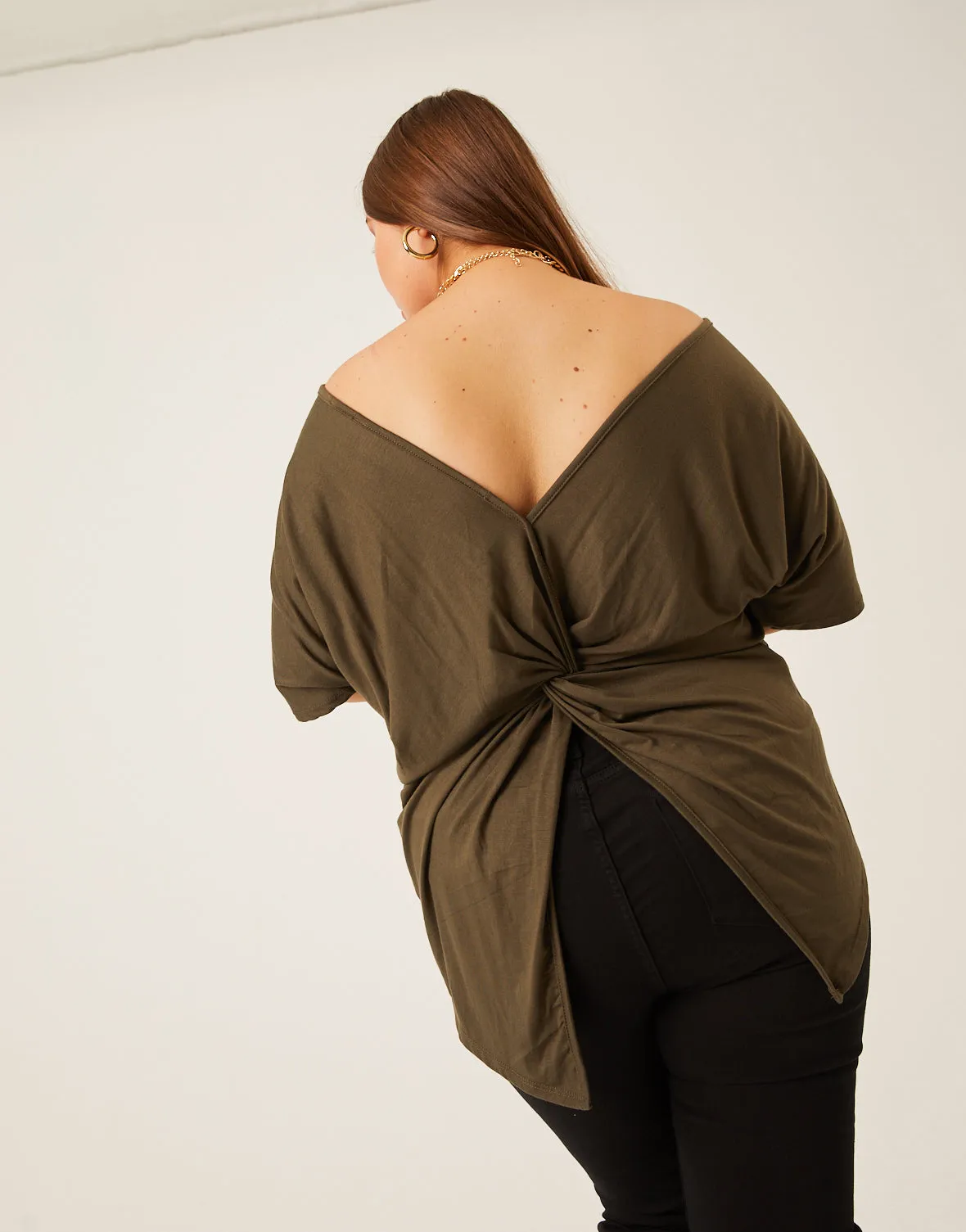 Plus Size Plain and Simple Twist Back Tee