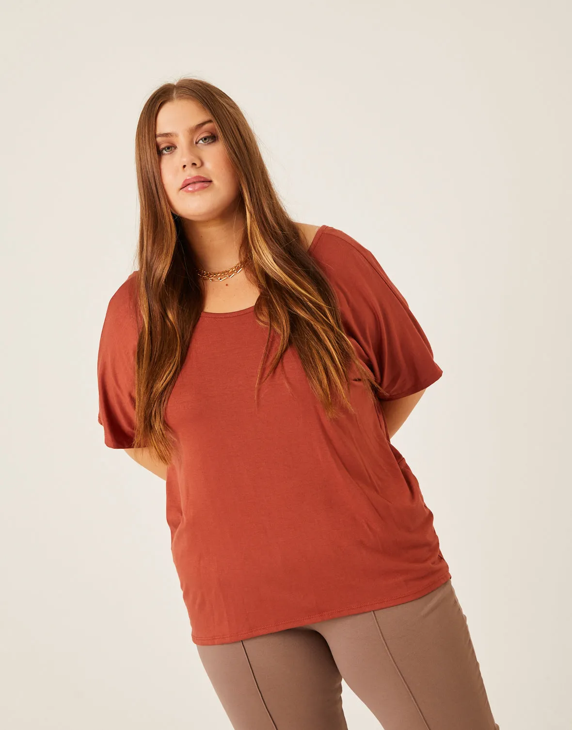 Plus Size Plain and Simple Twist Back Tee