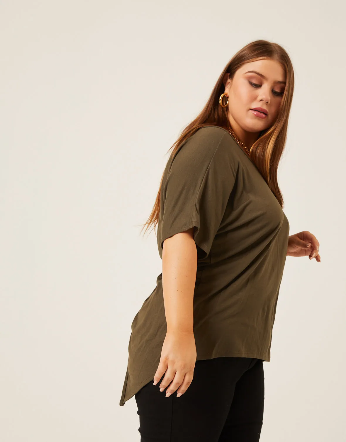 Plus Size Plain and Simple Twist Back Tee