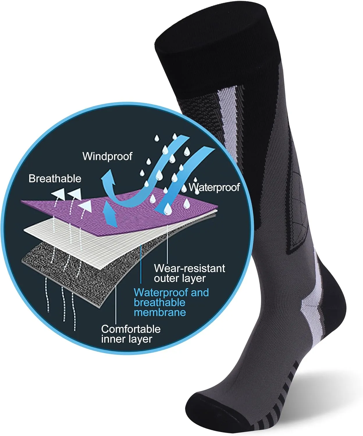 RANDY SUN Waterproof Breathable Knee High Kayaking Hunting Fishing Socks
