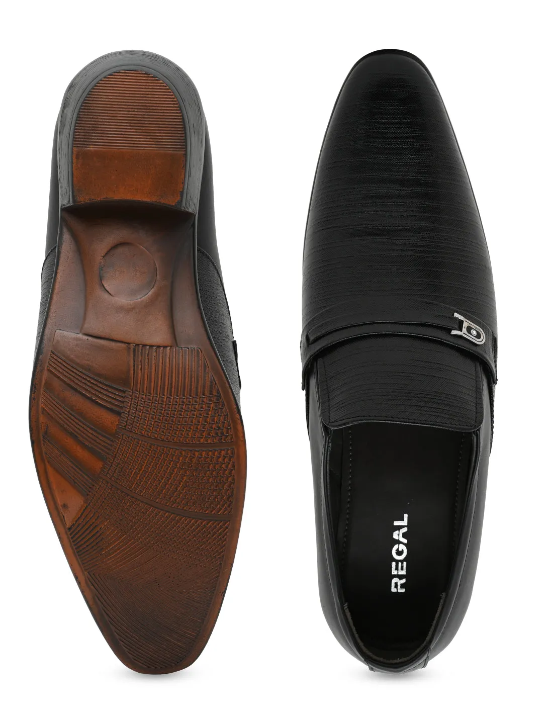 Regal Men Textured Leather Formal Slip Ons
