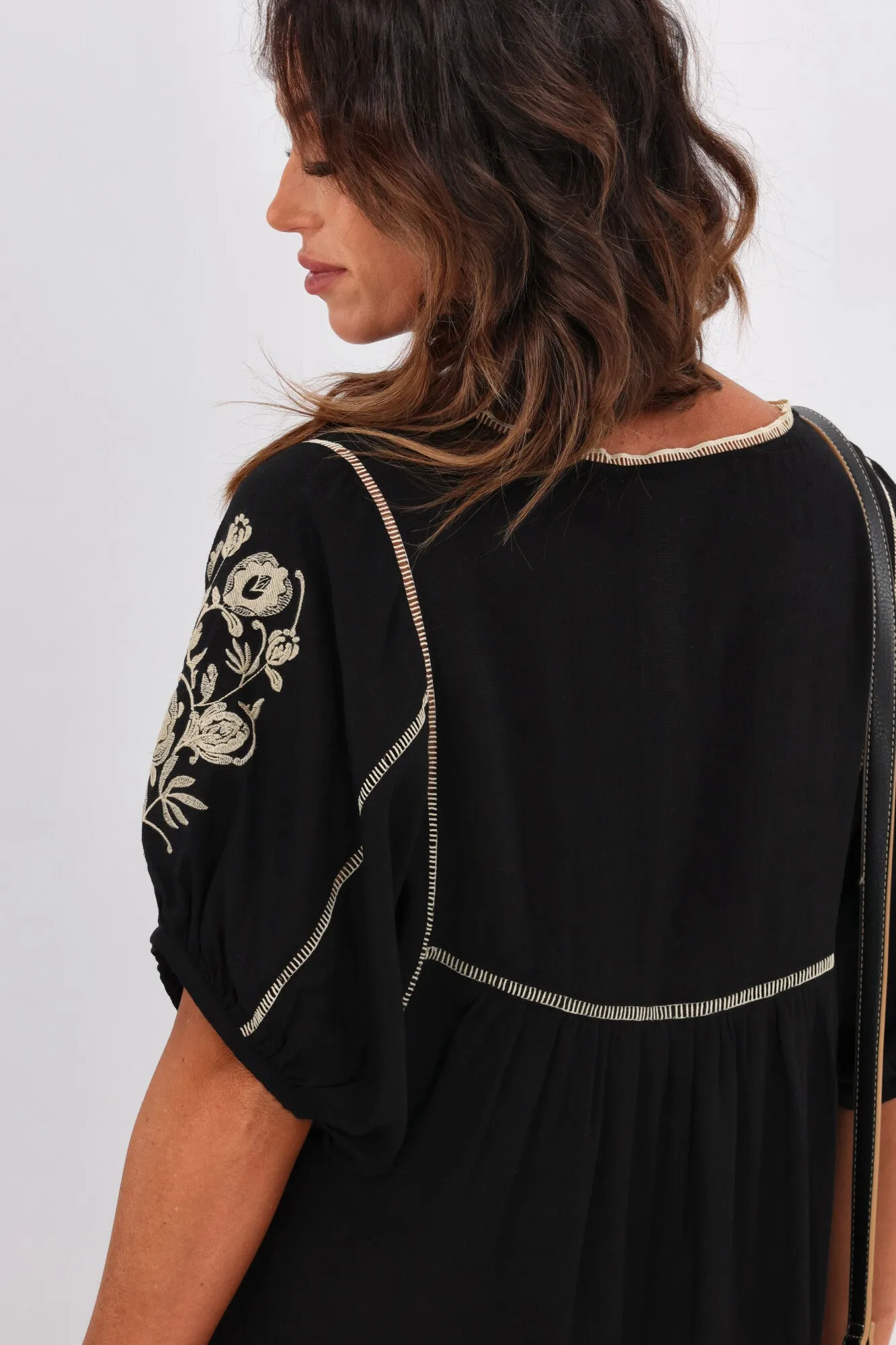 Shine On Label Tallulah Embroidery Panel Dress Black