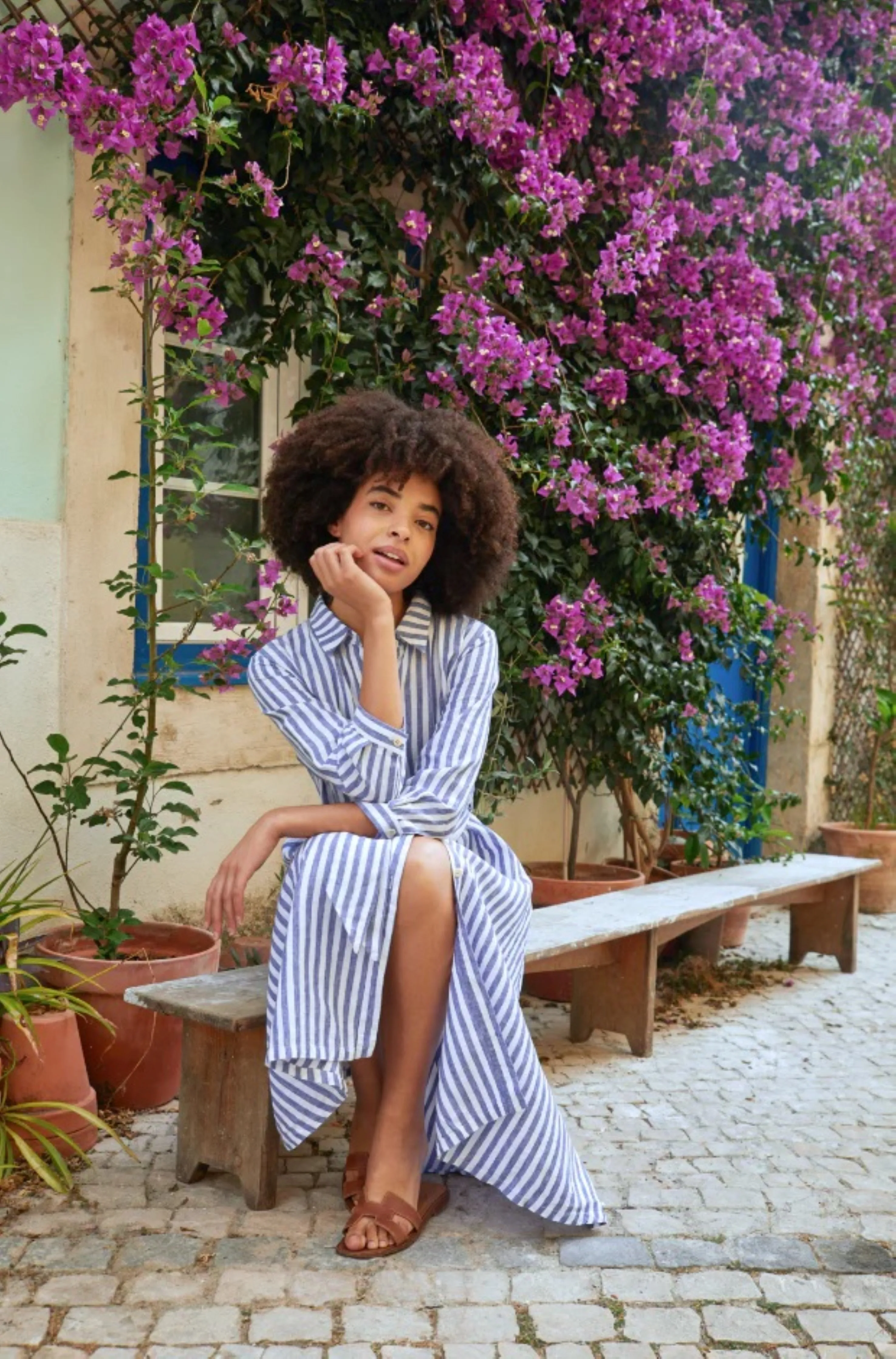 St Tropez Long Dress Striped